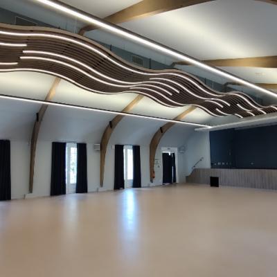 eclairage encastre ACTiLED dans plafond bois acoustique Laudescher
