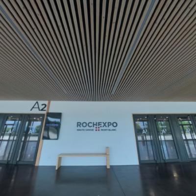 Eclairage lineaire ACTiLED dans plafond bois Rochexpo
